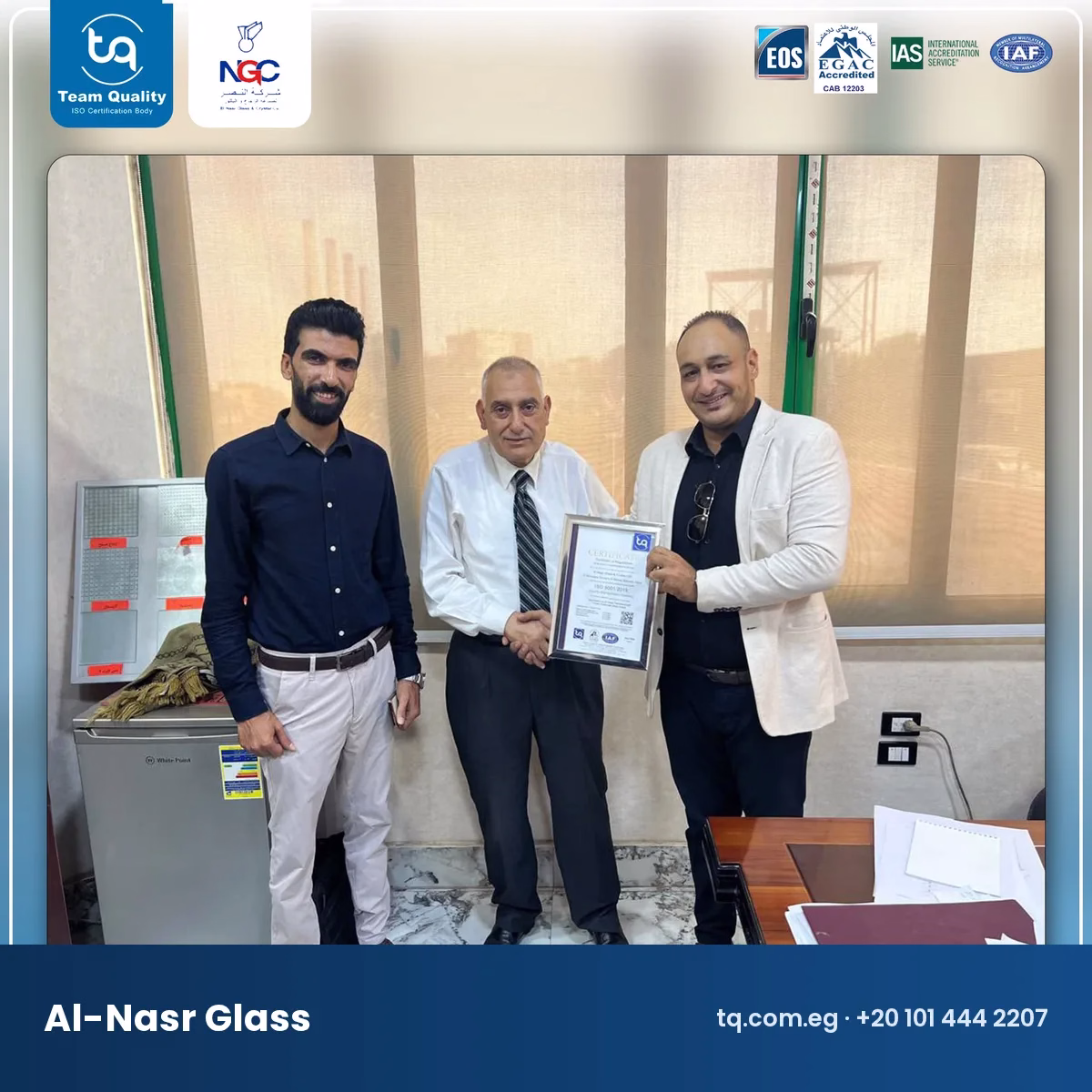 ISO certificate renewal for El Nasr Glass and Crystal Company